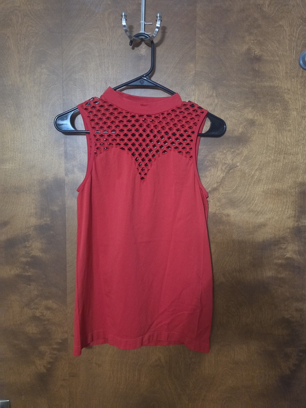 VENUS Bright Red Sleeveless Tank with Crochet Detail
